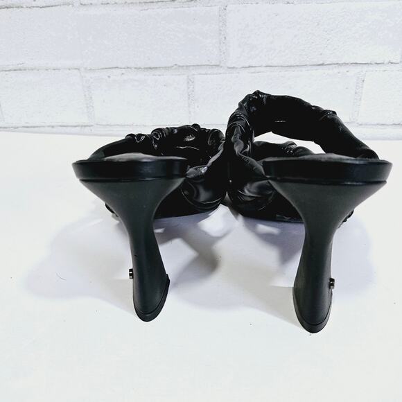 French Connection Black Faux Leather Crystal Heels - Picture 6 of 8